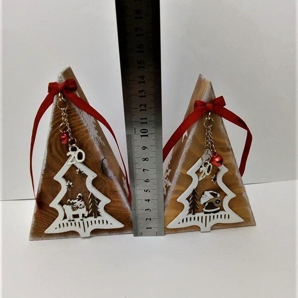 Ξυλινο χριστουγεννιατικο δεντρο χειροποιητο...Ξύλινα στολίδια Χριστουγέννων - χριστουγεννιάτικα δώρα, δώρο για τη γιαγιά, ξύλινα διακοσμητικά, γούρια - 4
