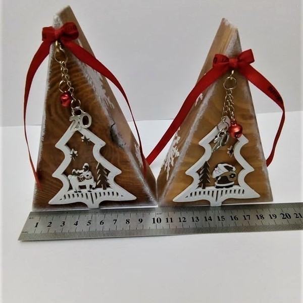 Ξυλινο χριστουγεννιατικο δεντρο χειροποιητο...Ξύλινα στολίδια Χριστουγέννων - χριστουγεννιάτικα δώρα, δώρο για τη γιαγιά, ξύλινα διακοσμητικά, γούρια - 5