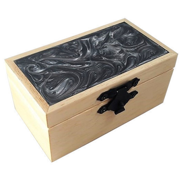 Χειροποίητο κουτί για βέρες από ξύλο και ρητίνη - εποξική ρητίνη, κοσμηματοθήκη