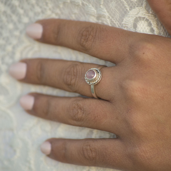 Ασημένιο δαχτυλίδι με πέτρα ροζ - ασήμι, ημιπολύτιμες πέτρες, boho, σταθερά - 3