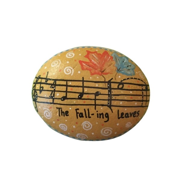 Falling leaves painted stone - ζωγραφική σε πέτρα - πέτρα, διακοσμητικές πέτρες