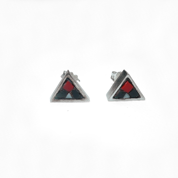 triangle earrings - ασήμι, καρφωτά, boho