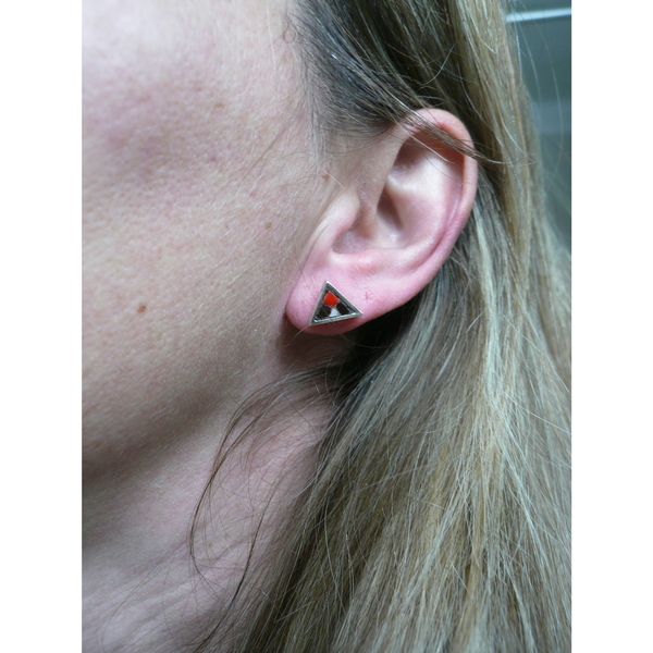 triangle earrings - ασήμι, καρφωτά, boho - 2