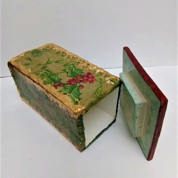 Χριστουγεννιατικα κουτια χειροποιητα απο ανακυκλωση συσκευων για γαλα και χαρτωνι 8x8x16cm - vintage, χαρτί, χειροποίητα, διακοσμητικά, χριστουγεννιάτικα δώρα, στολισμός τραπεζιού - 4