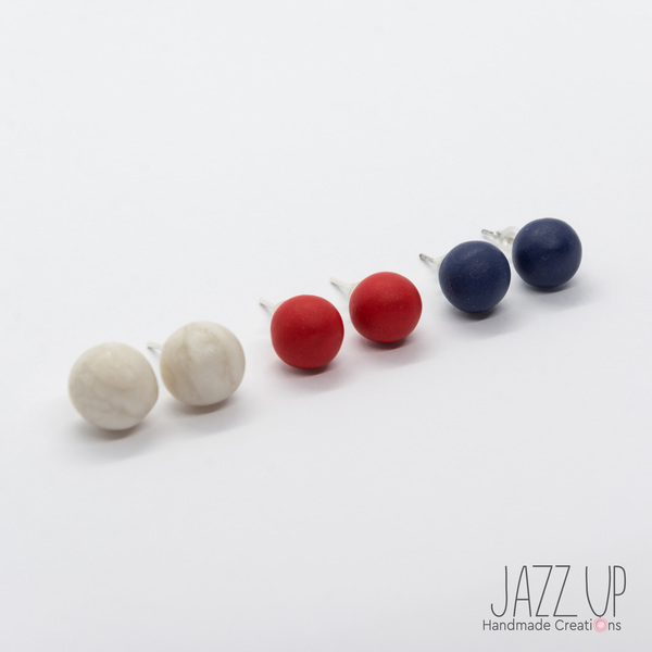 "Dots & Colors" - Καρφωτά σκουλαρίκια πέρλες από πολυμερή πηλό - ασήμι 925, πηλός, minimal, καρφωτά, νυφικά - 3