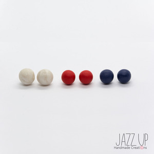 "Dots & Colors" - Καρφωτά σκουλαρίκια πέρλες από πολυμερή πηλό - ασήμι 925, πηλός, minimal, καρφωτά, νυφικά - 4