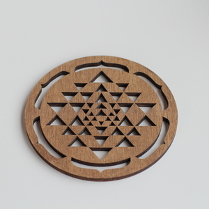 Ξύλινα Σουβέρ με laser cut χάραξη/κοπή - Sri Yantra Dark - ξύλο, σουβέρ, personalised, διακοσμητικά, ξύλα κοπής, είδη σερβιρίσματος, ξύλινα σουβέρ - 5