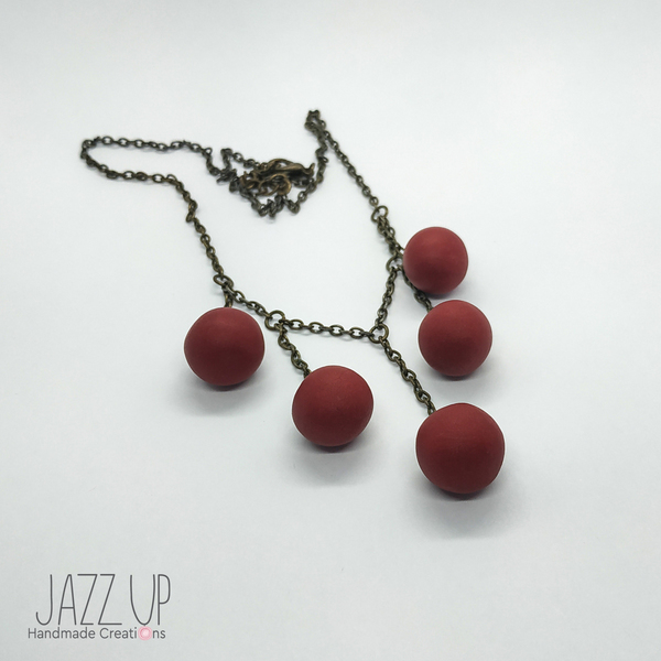 "Mysterious Glamour Necklace " - Kολιέ με πολυμερή πηλό και μπρούντζινη αλυδίδα - πηλός, boho, μπρούντζος - 2