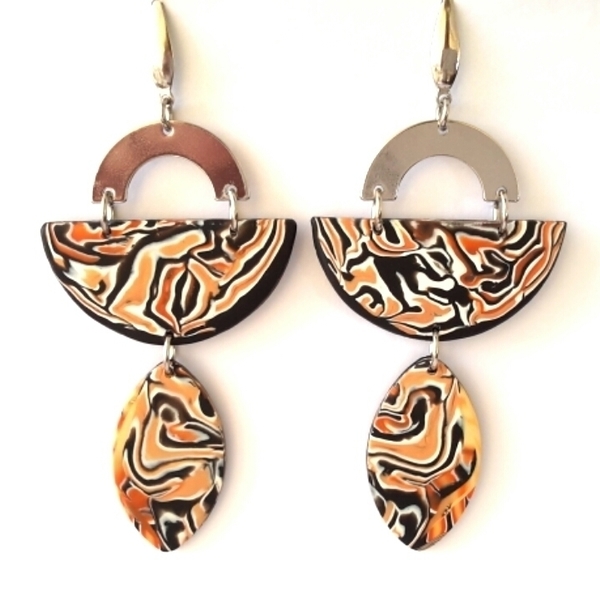 Polymer Clay Dangle Earrings - πηλός, κρεμαστά, μεγάλα