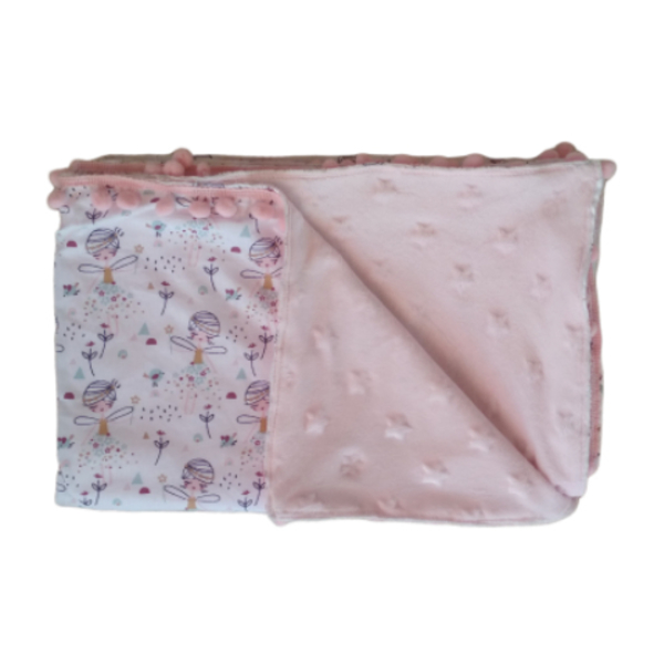 Χειροποίητη κουβερτούλα Pink Fairies 1.00*1.40 - χειροποίητα, δώρο γέννησης, κουβέρτες