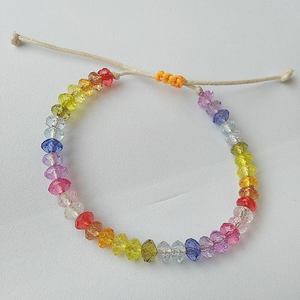 βραχιόλι χάντρες ουράνιο τόξο, rainbow crystal friendship bracelet - κορδόνια, χάντρες, χεριού, αυξομειούμενα, φθηνά - 3