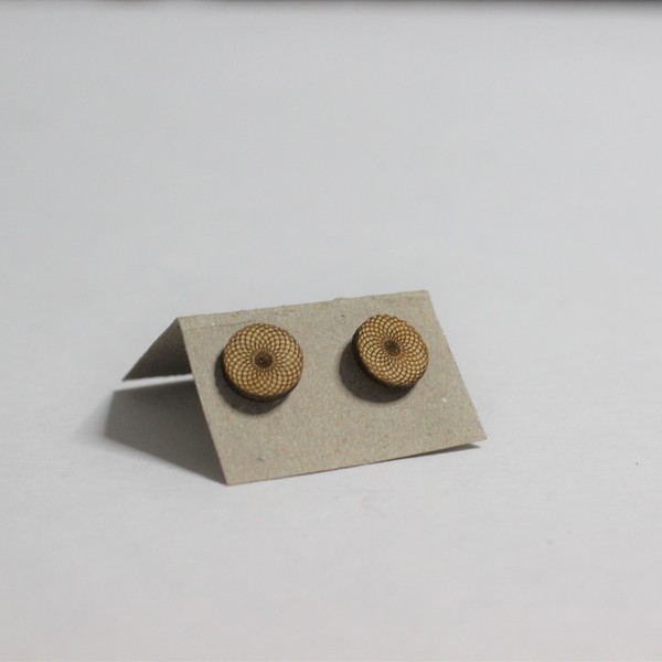 Ξύλινα stud / καρφωτά laser cut σκουλαρίκια - Torus Eye - ξύλο, personalised, καρφωτά - 3