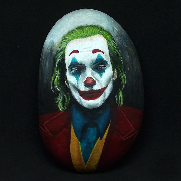 Διακοσμητική πέτρα Joker 2019, ζωγραφισμένος στο χέρι - πέτρα, δώρο, διακόσμηση, διακοσμητικές πέτρες - 2
