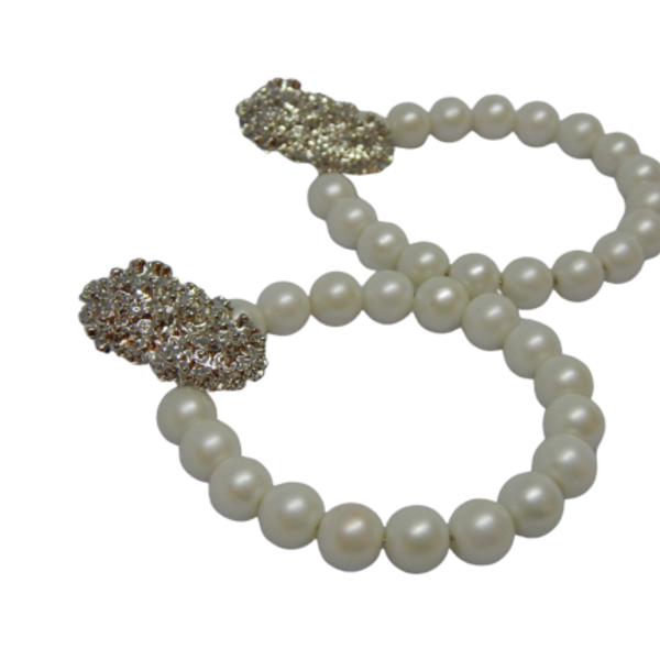 Retro σκουλαρίκια με λευκές ματ πέρλες - ορείχαλκος, κρίκοι, κρεμαστά, πέρλες, faux bijoux - 2