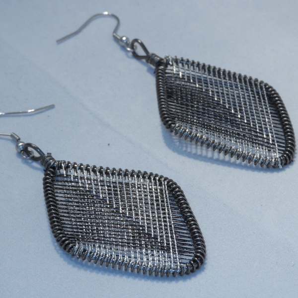 Rhombus earrings - γυναικεία, αιματίτης, πρωτότυπο, κρεμαστά, δώρα για γυναίκες - 2