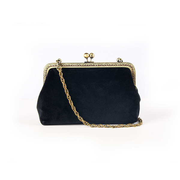 Μαύρη βελούδινη τσάντα - clutch, μικρές, φθηνές
