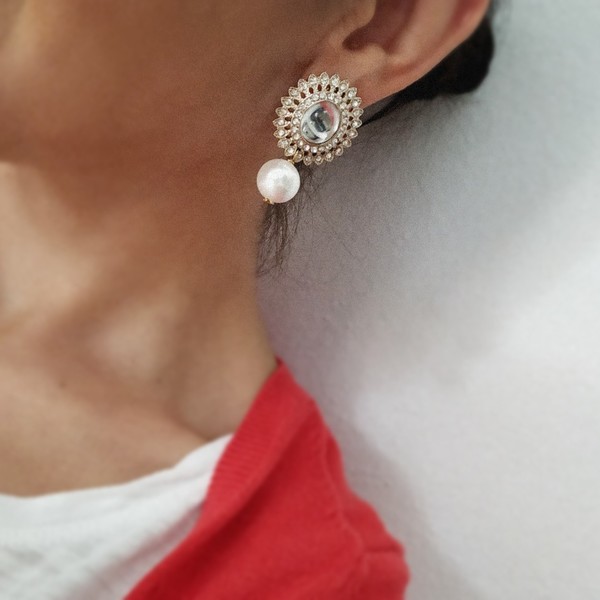 Vintage crystal earrings - στρας, επιχρυσωμένα, ορείχαλκος, καρφωτά, νυφικά - 3