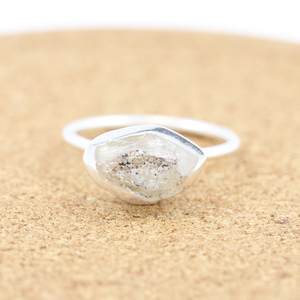 Ασημένιο δαχτυλίδι με Ακατέργαστο Herkimer Διαμάντι | Δαχτυλίδι με Ημιπολύτιμη Πέτρα | Boho Chic - ασήμι, ημιπολύτιμες πέτρες