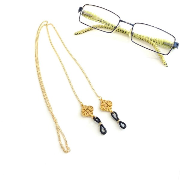 Επίχρυση αλυσίδα για γυαλιά με φιλιγκρί σταυρό - αλυσίδες, δώρο, boho, μοδάτο - 4