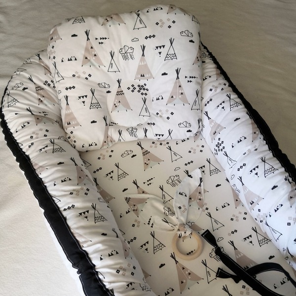 Φωλιά μωρού (baby nest) με μαξιλαράκι και μασητικό - δώρο, βρεφικά, μασητικό, μαξιλάρια - 2