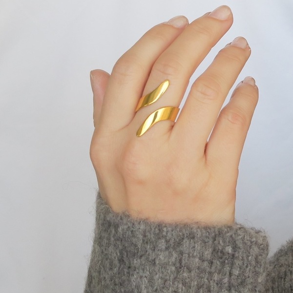 Δαχτυλίδι "Swirl" - Ασήμι 925 - ασήμι, μεγάλα, αυξομειούμενα - 3