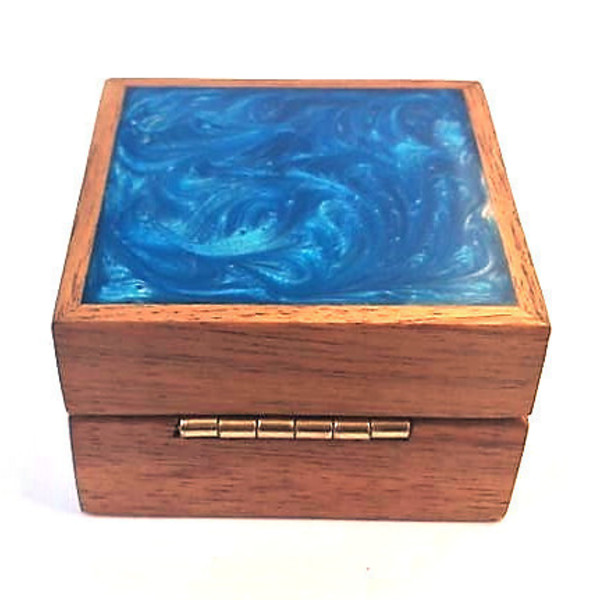 Χειροποίητο κουτί για δαχτυλίδι από ξύλο και ρητίνη - κουτί, εποξική ρητίνη - 2