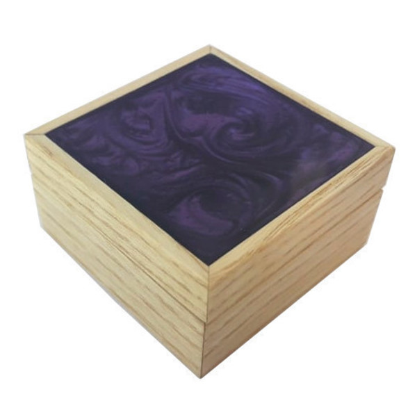 Χειροποίητο κουτί κοσμημάτων από ξύλο και ρητίνη - ξύλο, εποξική ρητίνη, κοσμηματοθήκη