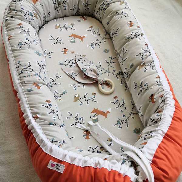 Φωλιά μωρού (baby nest) και ξύλινο μασητικό - δώρο, βρεφικά, μασητικό, μαξιλάρια - 2
