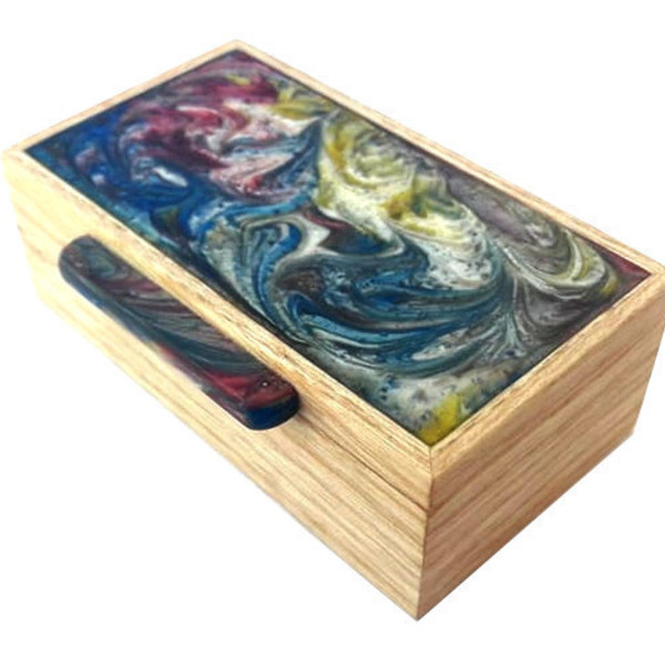 Ξύλινο χρωματιστό μικρό κουτί για κοσμήματα - ξύλο, χρωματιστό, εποξική ρητίνη - 4