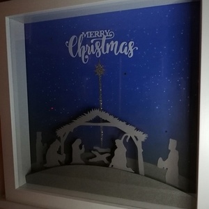 Καδράκι " Φάτνη Χριστουγέννων" - πίνακες & κάδρα, διακοσμητικά, χριστουγεννιάτικα δώρα - 2