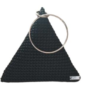 Πλεκτή Τσάντα Πυραμίδα μαύρη - χειρός, πλεκτές τσάντες, μικρές