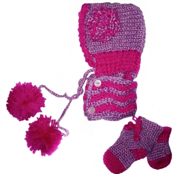 Χειμωνιάτικες καλτσουλες για νεογέννητο κοριτσάκι - βρεφικά, 0-3 μηνών, σκουφάκια, βρεφικά ρούχα - 3
