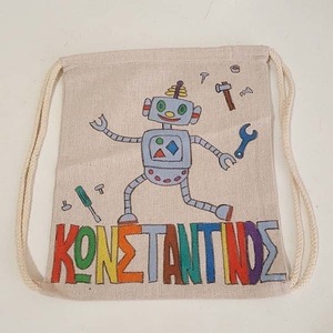 παιδικό τσαντάκι πλάτης με όνομα και θέμα 'ρομπότ' για αγόρια ( robot ) - αγόρι, όνομα - μονόγραμμα, τσαντάκια