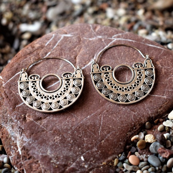 silver vintage earrings - επάργυρα, κρίκοι, boho, ethnic, Black Friday - 4