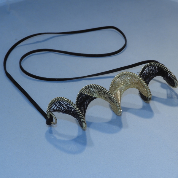 Kyma necklace - ιδιαίτερο, επιχρυσωμένα, ορείχαλκος, κοντά, πρωτότυπα δώρα - 3