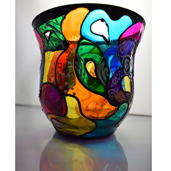 Πολύχρωμο Γυάλινο Βάζο , Μεγάλη Γυάλα για κερί - χρωματιστό, γυαλί, ζωγραφισμένα στο χέρι, βάζα & μπολ, ρεσώ & κηροπήγια - 2