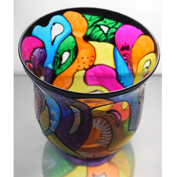 Πολύχρωμο Γυάλινο Βάζο , Μεγάλη Γυάλα για κερί - χρωματιστό, γυαλί, ζωγραφισμένα στο χέρι, βάζα & μπολ, ρεσώ & κηροπήγια - 3