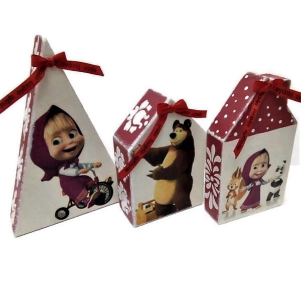 Ξυλινα Χριστουγεννιατικα Στολιδια Σπιτάκια - Μασα και ο Αρκουδος - χειροποίητα, δώρα για παιδιά, διακοσμητικά, χριστουγεννιάτικα δώρα, ξύλινα διακοσμητικά