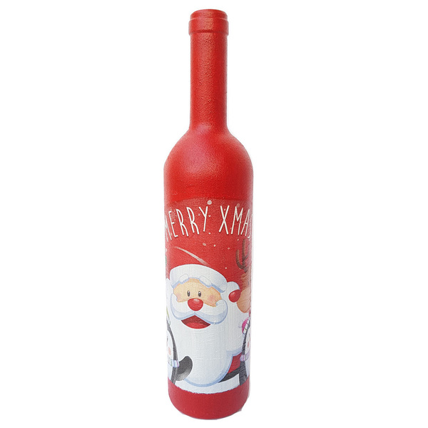 Διακοσμητικό Γυάλινο Μπουκάλι Ντεκουπάζ για Χριστούγεννα - χριστούγεννα, χριστουγεννιάτικα δώρα, στολισμός τραπεζιού