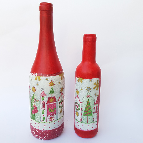 Διακοσμητικό Γυάλινο Μπουκάλι Ντεκουπάζ Large - γυαλί, σπίτι, διακοσμητικά, χριστουγεννιάτικα δώρα - 3