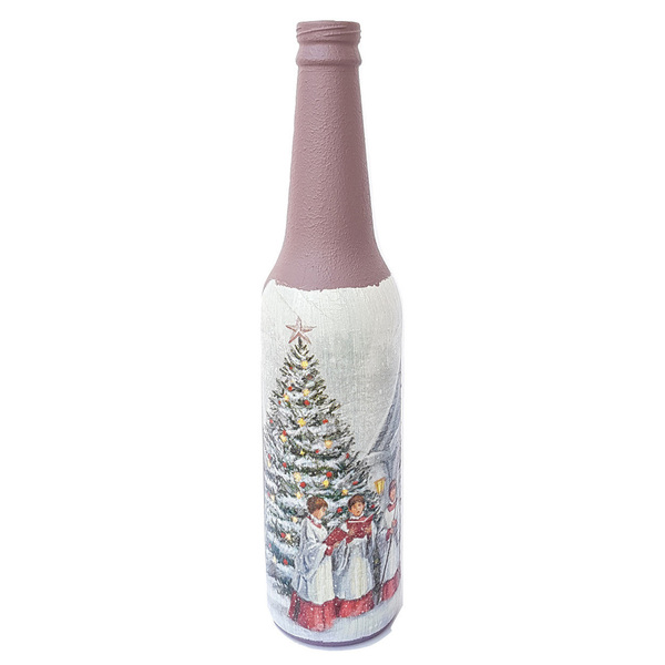 Διακοσμητικό Γυάλινο Μπουκάλι Ντεκουπάζ για Χριστούγεννα (Χορωδία) - διακοσμητικά, χριστούγεννα, χριστουγεννιάτικα δώρα, στολισμός τραπεζιού