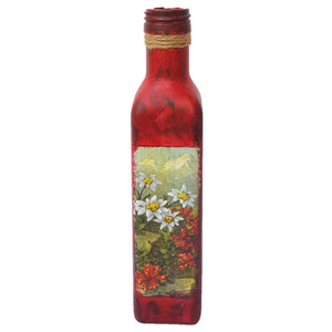 Διακοσμητικό Γυάλινο Μπουκαλάκι Ντεκουπάζ (Κόκκινο μικρό) - διακοσμητικά, διακοσμητικά μπουκάλια, δώρο, γυαλί