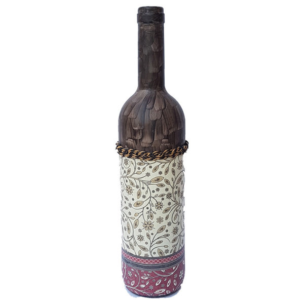 Διακοσμητικό Γυάλινο Μπουκάλι Ντεκουπάζ (Καφέ) - γυαλί, δώρο, διακοσμητικά, διακοσμητικά μπουκάλια