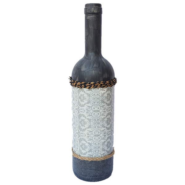 Διακοσμητικό Γυάλινο Μπουκάλι Ντεκουπάζ (Γκρι) - γυαλί, δώρο, διακοσμητικά, διακοσμητικά μπουκάλια