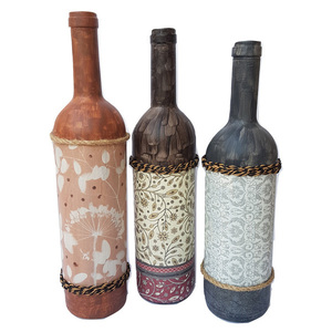 Διακοσμητικό Γυάλινο Μπουκάλι Ντεκουπάζ (Γκρι) - γυαλί, δώρο, διακοσμητικά, διακοσμητικά μπουκάλια - 3