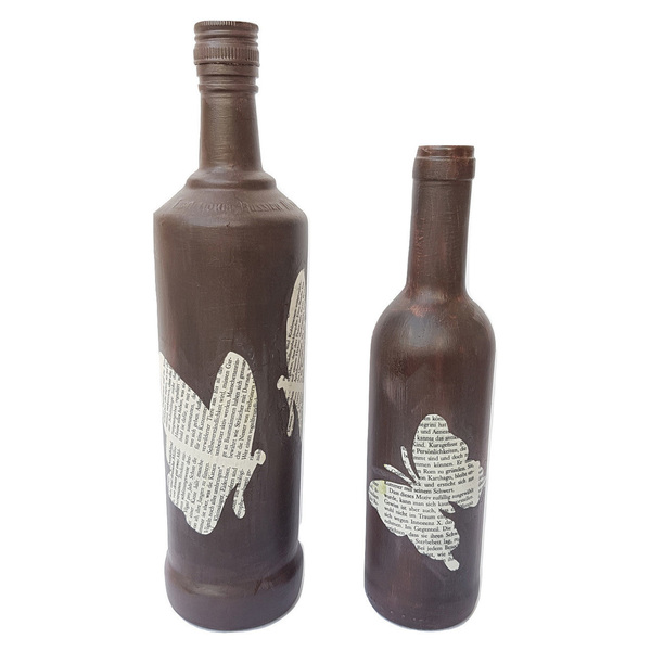 Διακοσμητικό Γυάλινο Μπουκάλι Ντεκουπάζ (Πεταλούδες μεγάλο) - γυαλί, δώρο, διακοσμητικά, διακοσμητικά μπουκάλια - 3