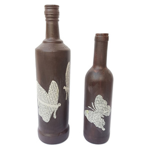 Διακοσμητικό Γυάλινο Μπουκάλι Ντεκουπάζ (Πεταλούδες μικρό) - γυαλί, δώρο, διακοσμητικά μπουκάλια - 2