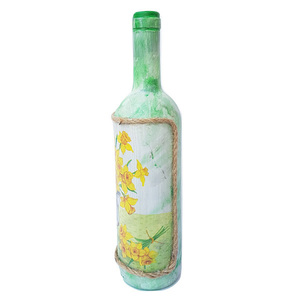 Διακοσμητικό Γυάλινο Μπουκάλι Ντεκουπάζ (Κανάτα Λουλούδια) - γυαλί, δώρο, διακοσμητικά, διακοσμητικά μπουκάλια - 3