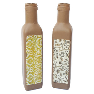 Διακοσμητικό Γυάλινο Μπουκαλάκι Ντεκουπάζ (Κίτρινο τετράγωνο) - γυαλί, δώρο, διακόσμηση, διακοσμητικά μπουκάλια - 2