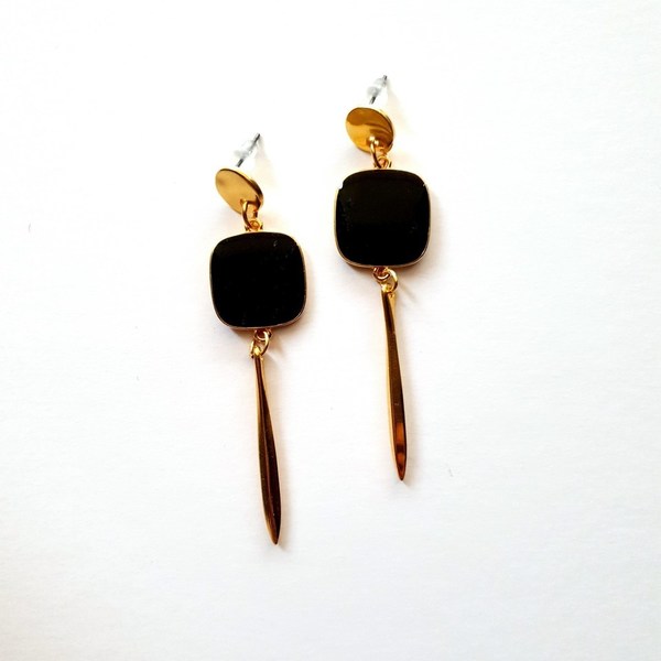 Gold&black earrings - κρεμαστά